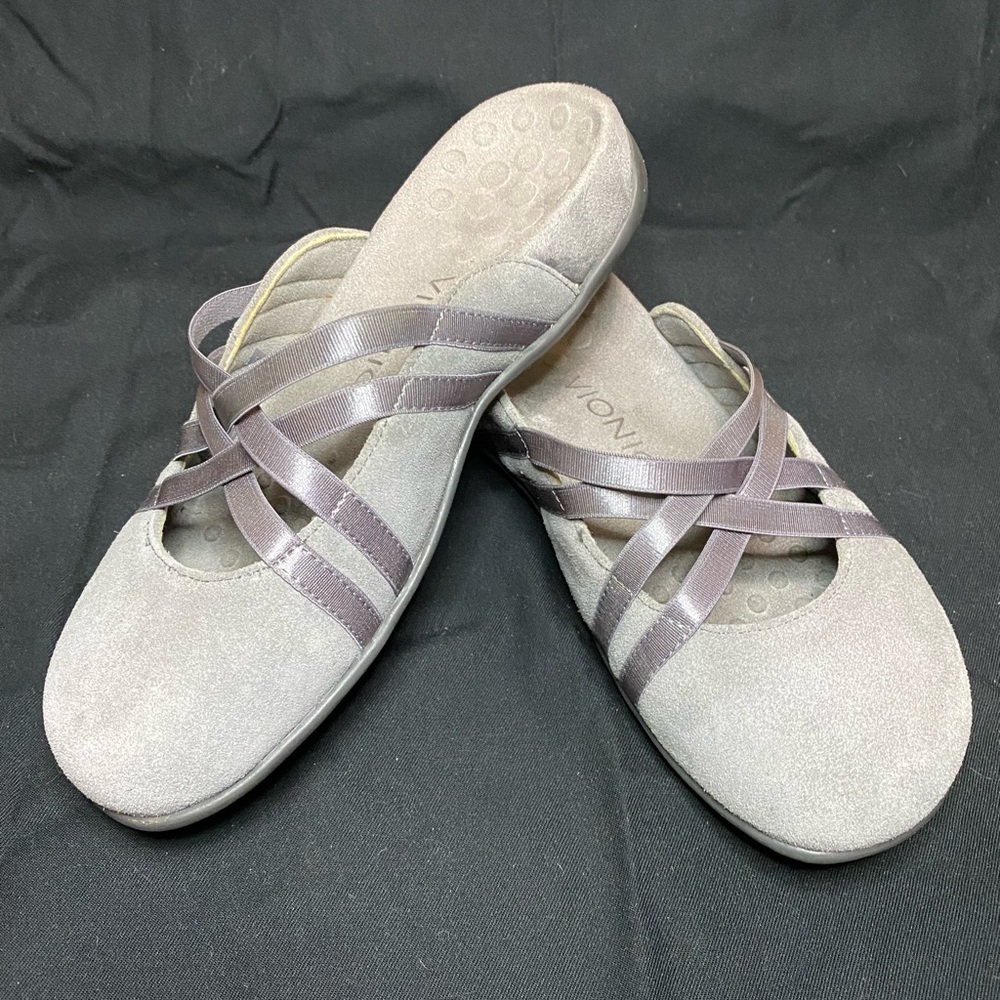Vionic Claire Laced Mules Grey Size 6 Clog
